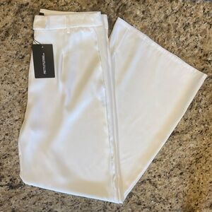 New PrettyLittleThing White Wide Leg Woven Trousers Pants